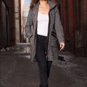 Via Spiga Tweed and Leather Peacoat